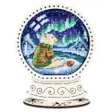 Point de croix sur base en bois "Globe de neige. Ours polaire" 14*11*5 cm SO-171