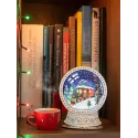 Вышивка крестом на деревянной основе "Снежный шар. Зимний поезд" 14*11*5 см SO-156