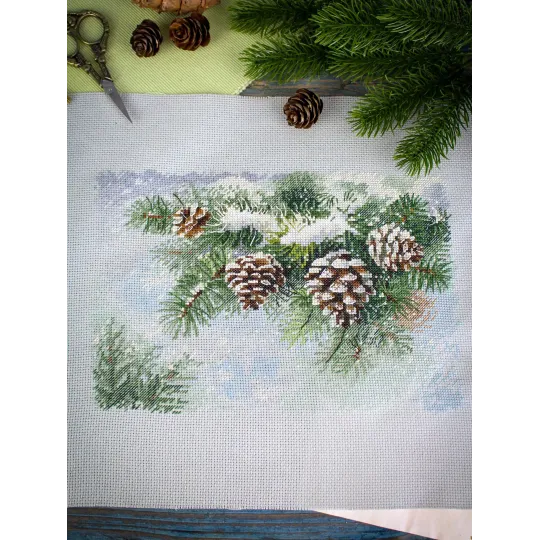 Cross stitch kit "Snow-covered branch" 18*26 cm SNV-1020