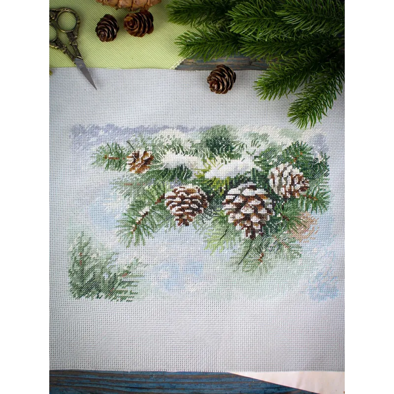 Cross stitch kit "Snow-covered branch" 18*26 cm SNV-1020