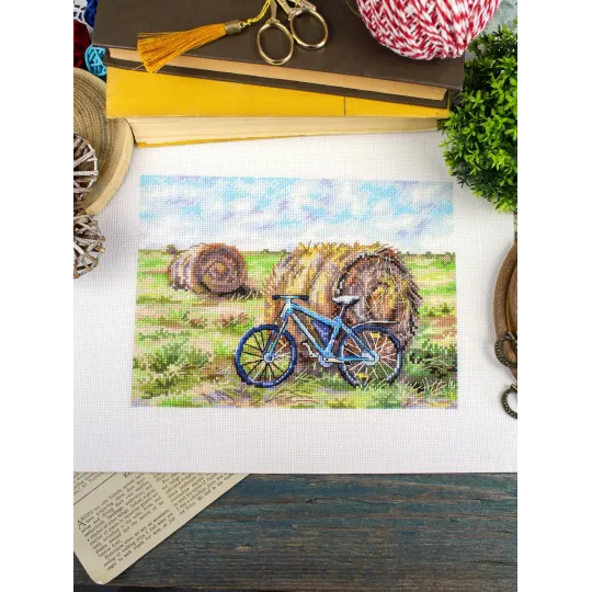 Siuvinėjimo kryželiu rinkinys „Dviratininko kelionė“ 15*20 cm SNV-1007