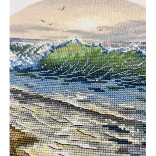 Kit de point de croix "Un coucher de soleil chaleureux" 20×20 cm S1753