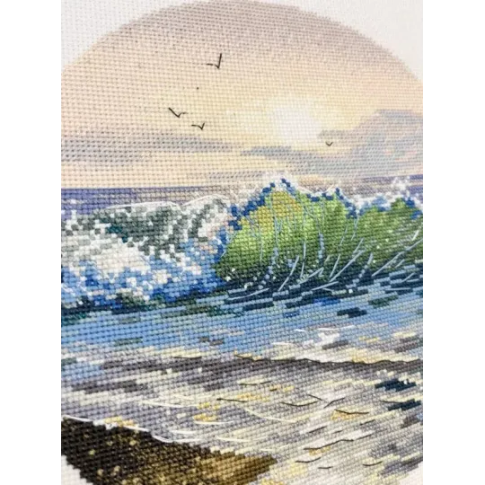 Kit de point de croix "Un coucher de soleil chaleureux" 20×20 cm S1753