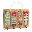 Kreuzstich-Set auf Holzbasis "Schlüsselhalter. Kleine Häuser" 16*22 cm SO-165