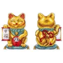 Kit point de croix "Homme d'or maneki-neko " 13 x 10 cm SR-1334