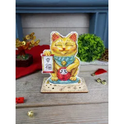 Kreuzstich-Set "Goldener Maneki-Neko" 13 x 10 cm SR-1334