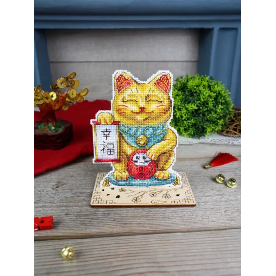 Kreuzstich-Set "Goldener Maneki-Neko" 13 x 10 cm SR-1334