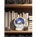 Point de croix sur base en bois "Globe de neige. Maison de campagne" 14*11*5 cm SO-167