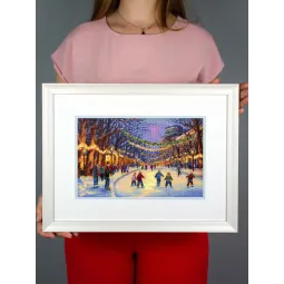 Siuvinėjimo kryželiu rinkinys "Naujametinė čiuožykla" 17*25 cm SNV-1032