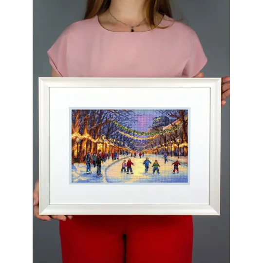 Kit de point de croix "Patinoire du Nouvel An" 17*25 cm SNV-1032