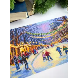 Kit de point de croix "Patinoire du Nouvel An" 17*25 cm SNV-1032