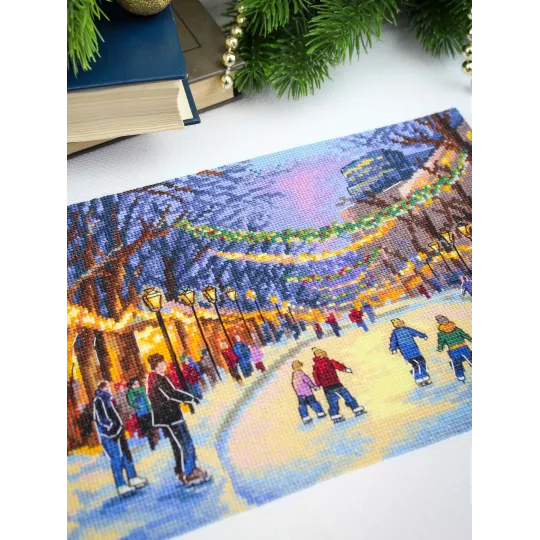 Kit de point de croix "Patinoire du Nouvel An" 17*25 cm SNV-1032