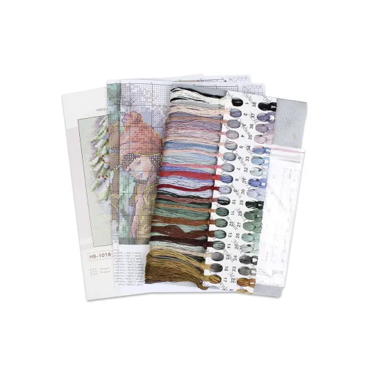Kit de point de croix "Près du sapin de Noël décoré" 26*22 cm SNV-1018
