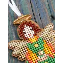 Point de croix sur base en bois "Petit ange en vert" 9*5 cm SO-151