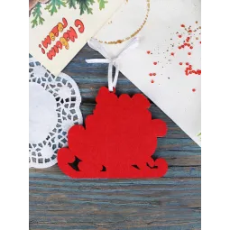 Point de croix sur base en bois "Décoration de sapin de Noël. Traîneau festif" 8*9 cm SO-145
