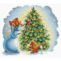 Cross stitch kit "Decorating the Christmas tree" 17*15 cm SM-1254