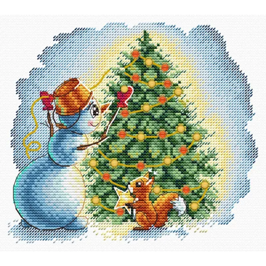 Kryžiaus dygsnio rinkinys "Kalėdų eglutės dekoravimas" 17*15 cm SM-1254