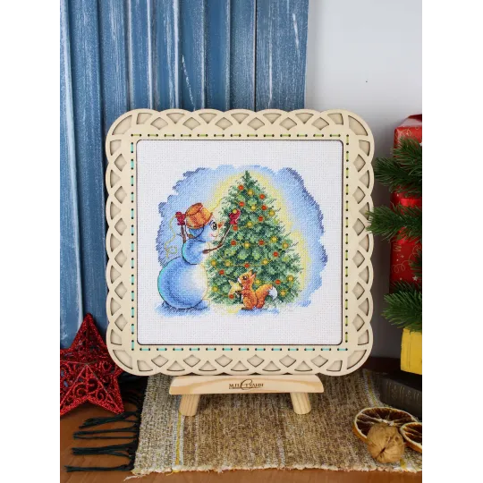 Kit point de croix "Décorer le sapin de Noël" 17*15 cm SM-1254