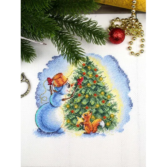 Kreuzstich-Set "Den Weihnachtsbaum schmücken" 17*15 cm SM-1254