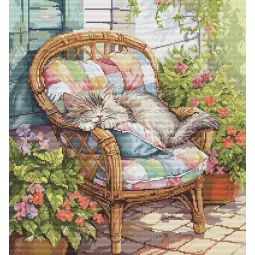 Cross stitch kit "Sleeping on the Terrace" 31,5 х 32 cm SANS-87