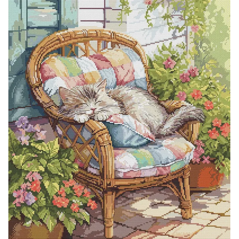 Cross stitch kit "Sleeping on the Terrace" 31,5 х 32 cm SANS-87