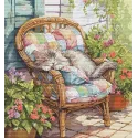 Cross stitch kit "Sleeping on the Terrace" 31,5 х 32 cm SANS-87