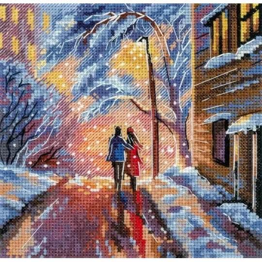 Siuvinėjimo kryželiu rinkinys "Kelyje namo" 14*14 cm SNV-1009