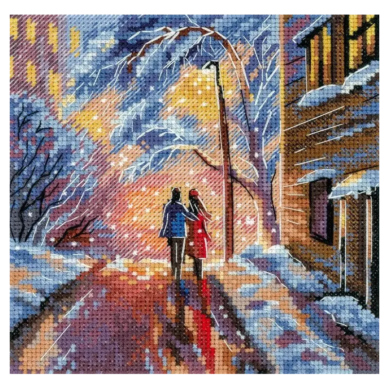 Siuvinėjimo kryželiu rinkinys "Kelyje namo" 14*14 cm SNV-1009