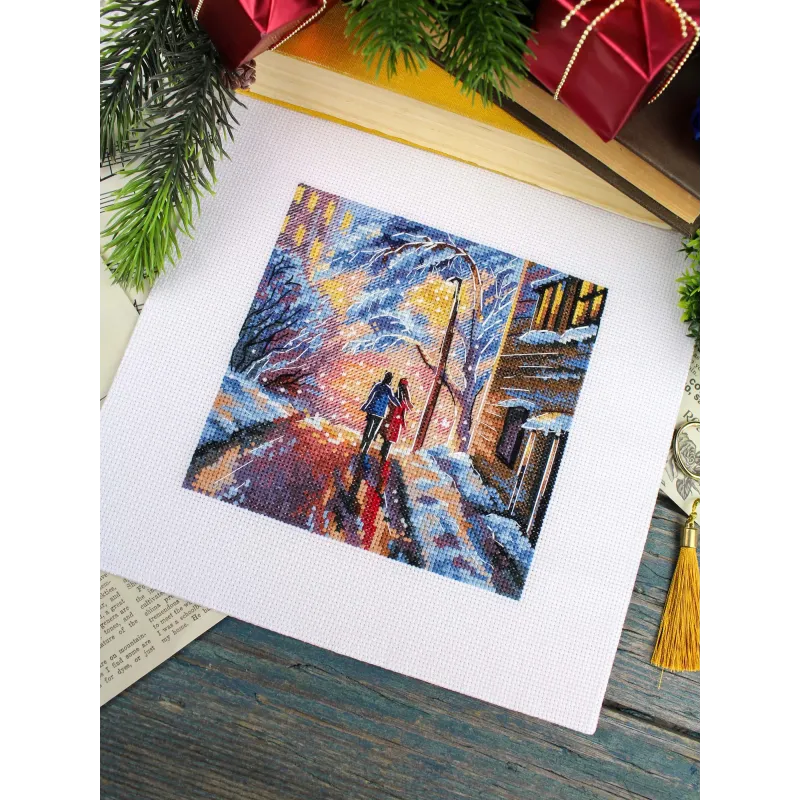 Siuvinėjimo kryželiu rinkinys "Kelyje namo" 14*14 cm SNV-1009