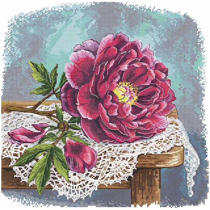 Cross stitch kit "Velvet Peony" 25 х 24 cm SANB-32