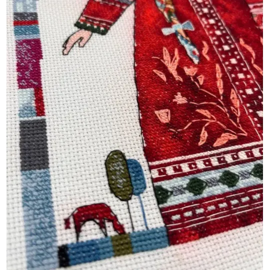 Kit point de croix "Jeu, Accordéon" 25×25 cm S1749