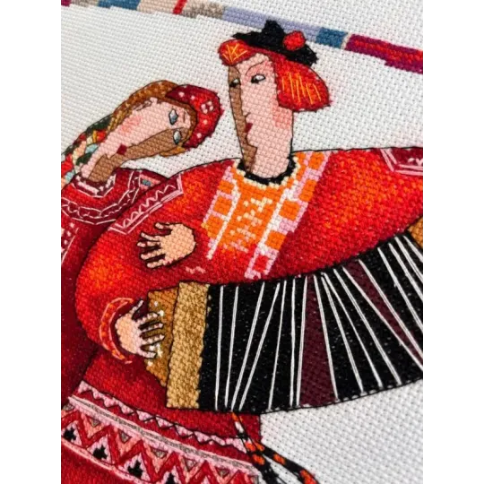 Cross stitch kit "Play, Accordion" 25×25 cm S1749