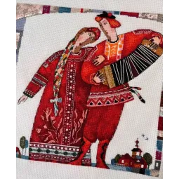 Kit point de croix "Jeu, Accordéon" 25×25 cm S1749
