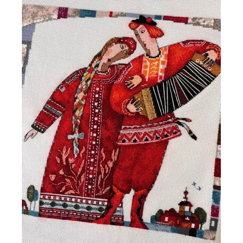 Cross stitch kit "Play, Accordion" 25×25 cm S1749