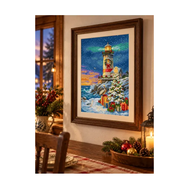 Kreuzstich-Set "Leuchtturm Weihnachten" 23 x 32 cm SLETIL9993