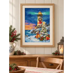 Kreuzstich-Set "Leuchtturm Weihnachten" 23 x 32 cm SLETIL9993