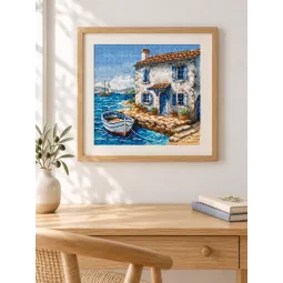Kreuzstich-Set "Die Fischerhütte" 19,05 x 17,78 cm AVA-P103
