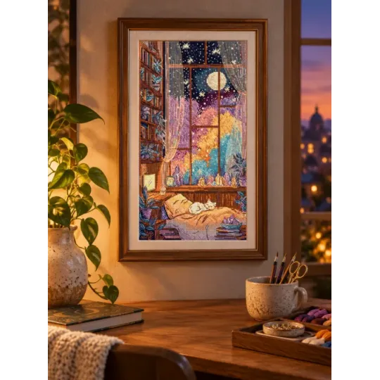 Kit de point de croix "Claire de lune cristalline" 18 x 32 cm SLETIL9994