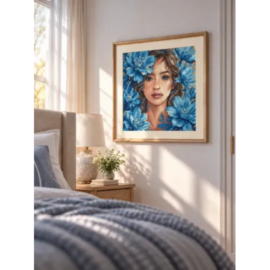 Kreuzstich-Set "Blauer Blick" 26.99 × 26.99 cm AVA-P125