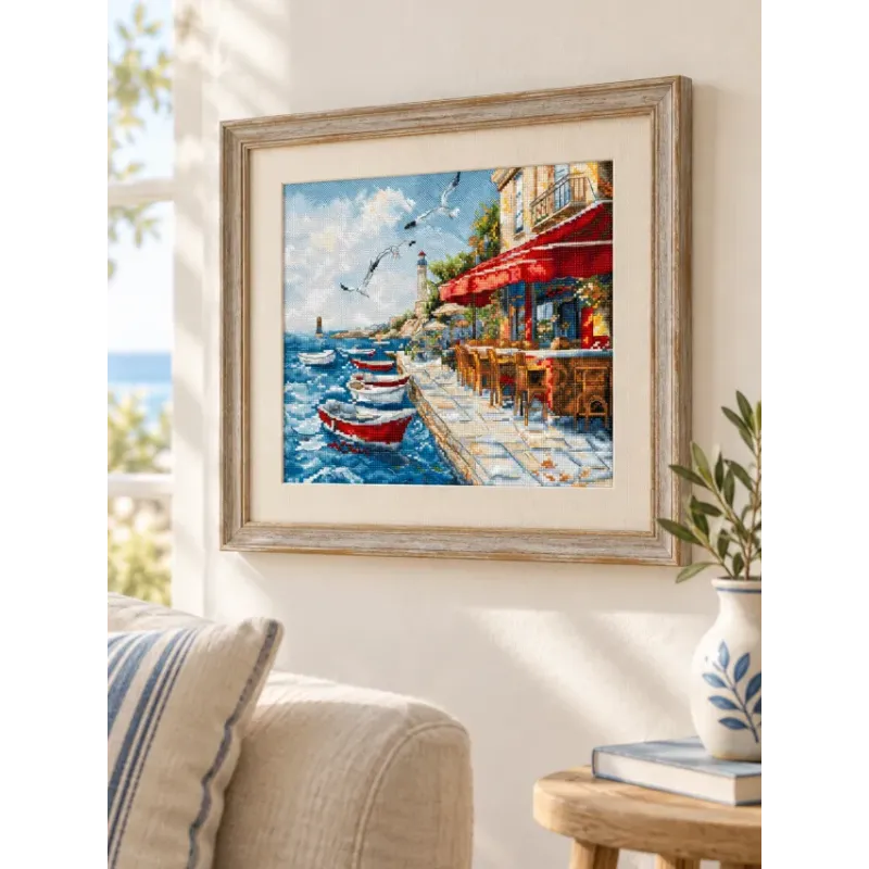 Kit point de croix "Brise du port" 24x20 cm SLETIL9986
