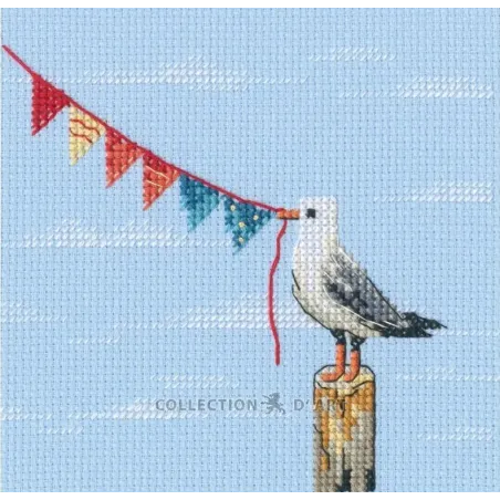 Kreuzstich-Set "Möwe mit Fahnen" RTOM1107