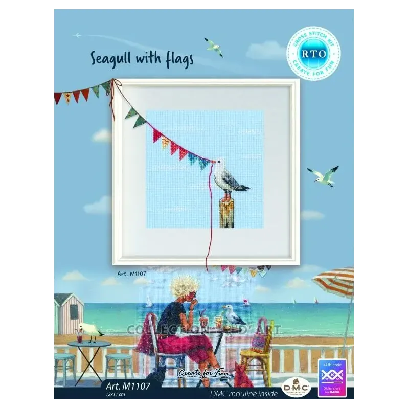 Cross-stitch kit "Seagull with flags" RTOM1107