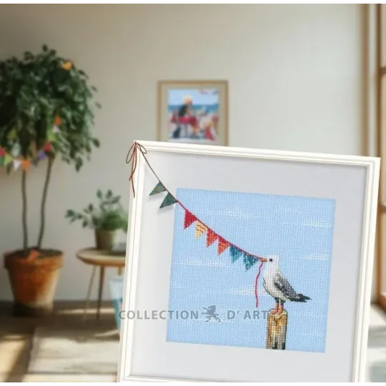 Cross-stitch kit "Seagull with flags" RTOM1107