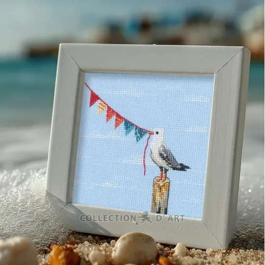 Cross-stitch kit "Seagull with flags" RTOM1107