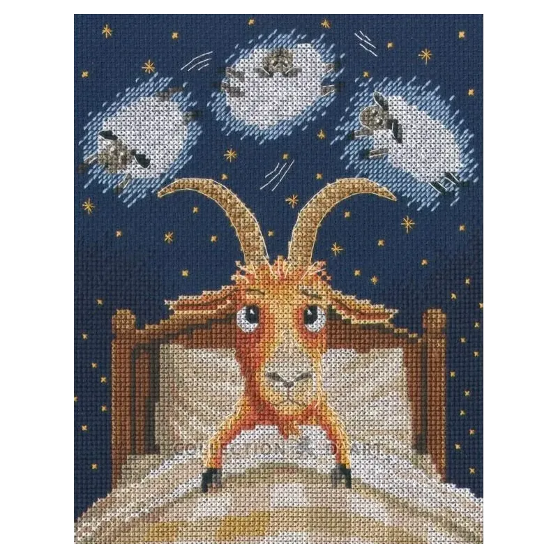 Cross-stitch kit "Goat Can't Sleep" 15,5*20 cm RTOM1142
