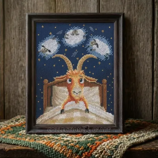 Cross-stitch kit "Goat Can't Sleep" 15,5*20 cm RTOM1142