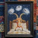 Siuvinėjimo kryželiu rinkinys "Ožka negali užmigti" 15,5*20 cm RTOM1142