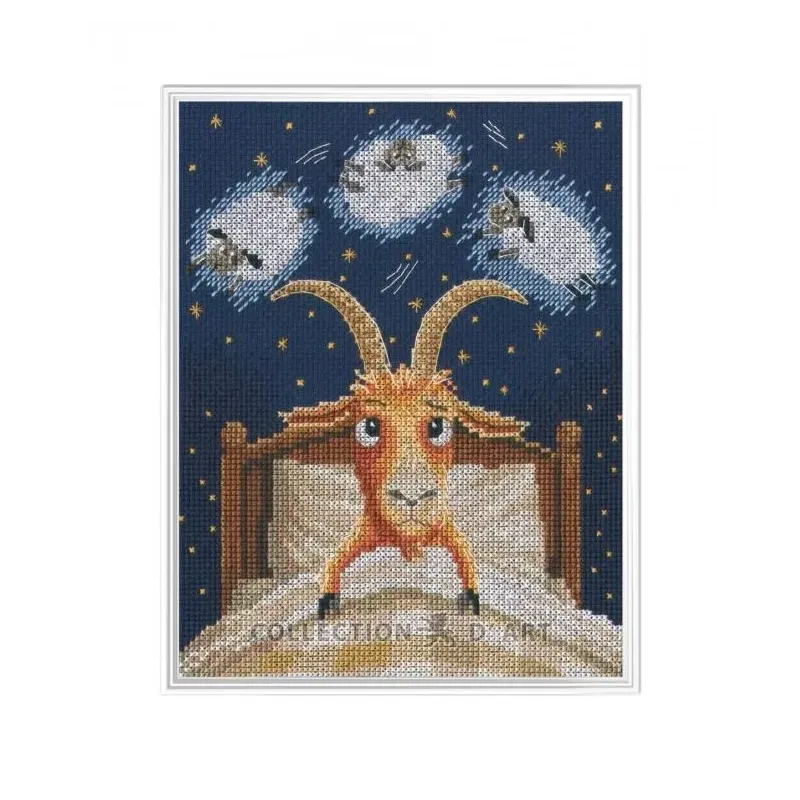 Siuvinėjimo kryželiu rinkinys "Ožka negali užmigti" 15,5*20 cm RTOM1142
