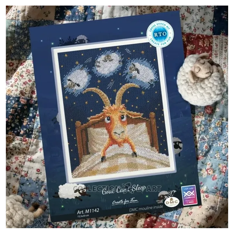 Cross-stitch kit "Goat Can't Sleep" 15,5*20 cm RTOM1142