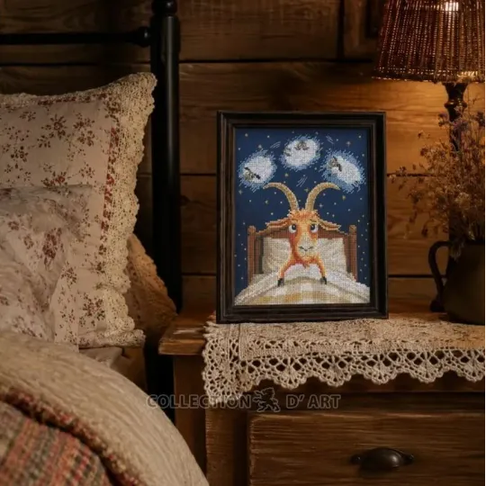 Cross-stitch kit "Goat Can't Sleep" 15,5*20 cm RTOM1142